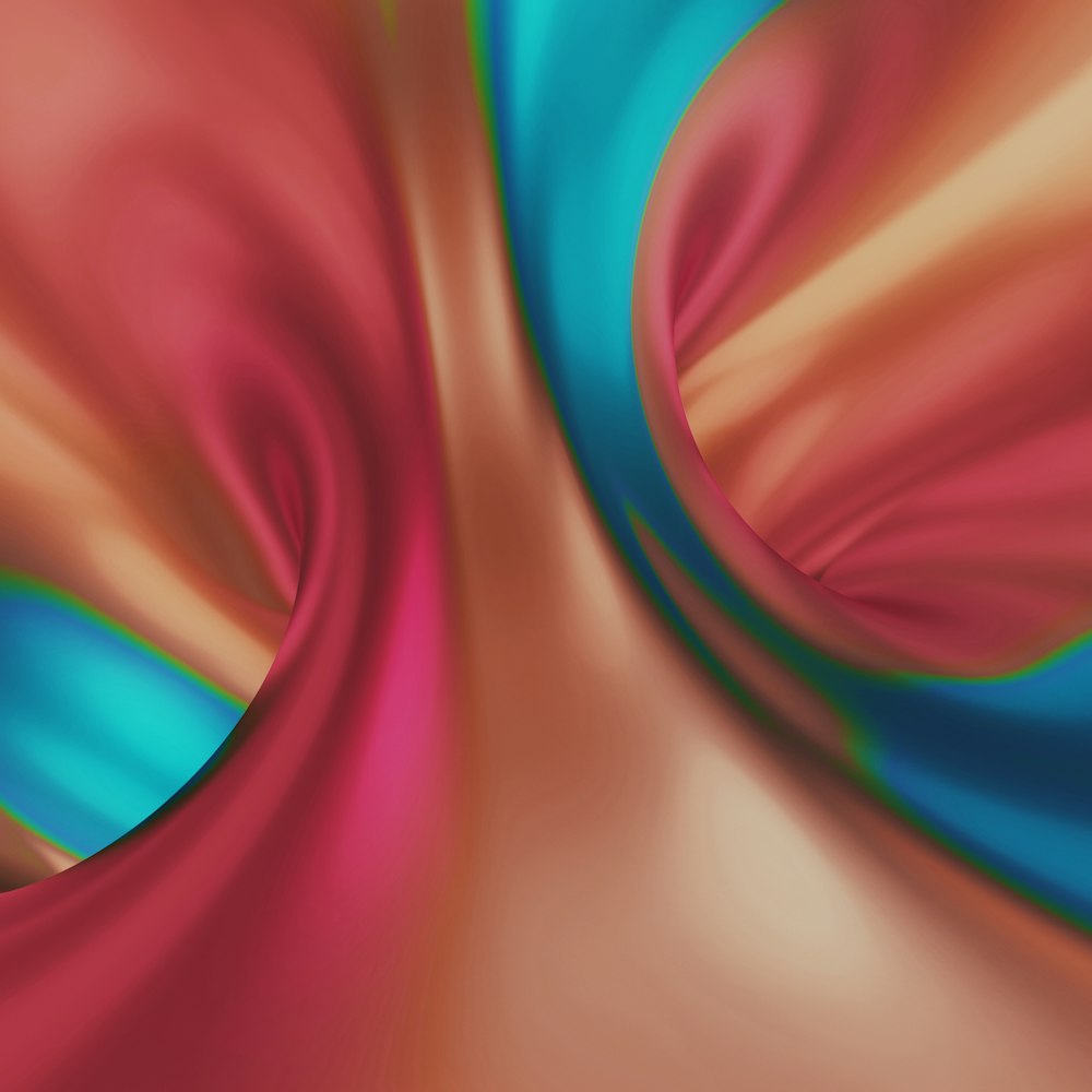 an abstract painting of a red and blue swirl