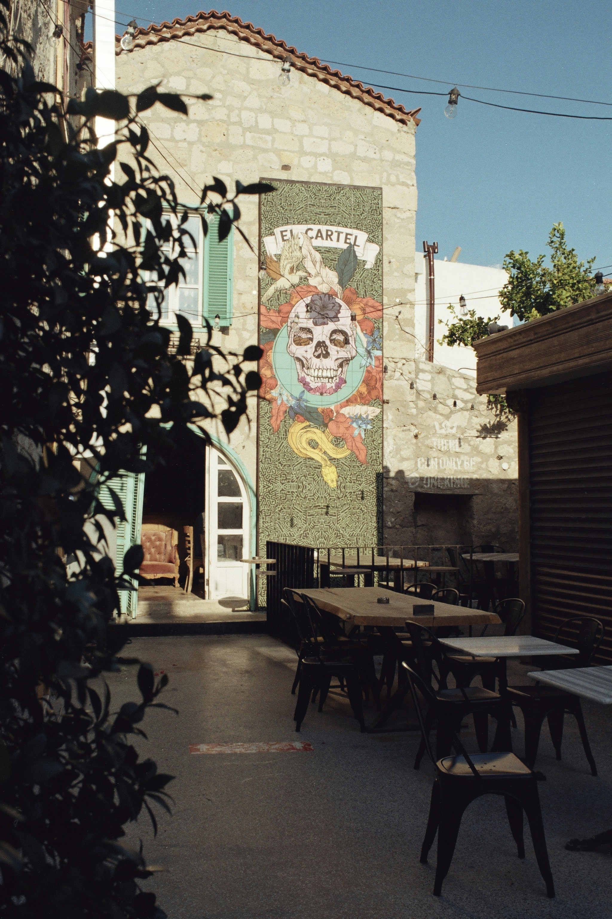 a building with a mural on the side of it