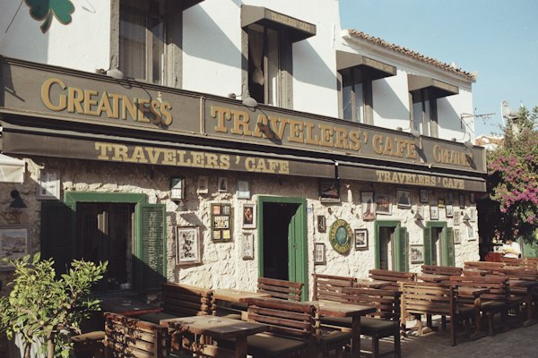 A restaurant with tables and chairs outside of it — Çeşme & Alaçatı, Turkey