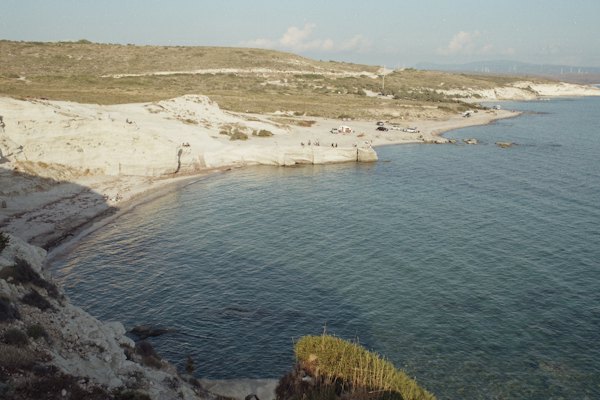 A view of a beach from a cliff — Çeşme & Alaçatı, Turkey