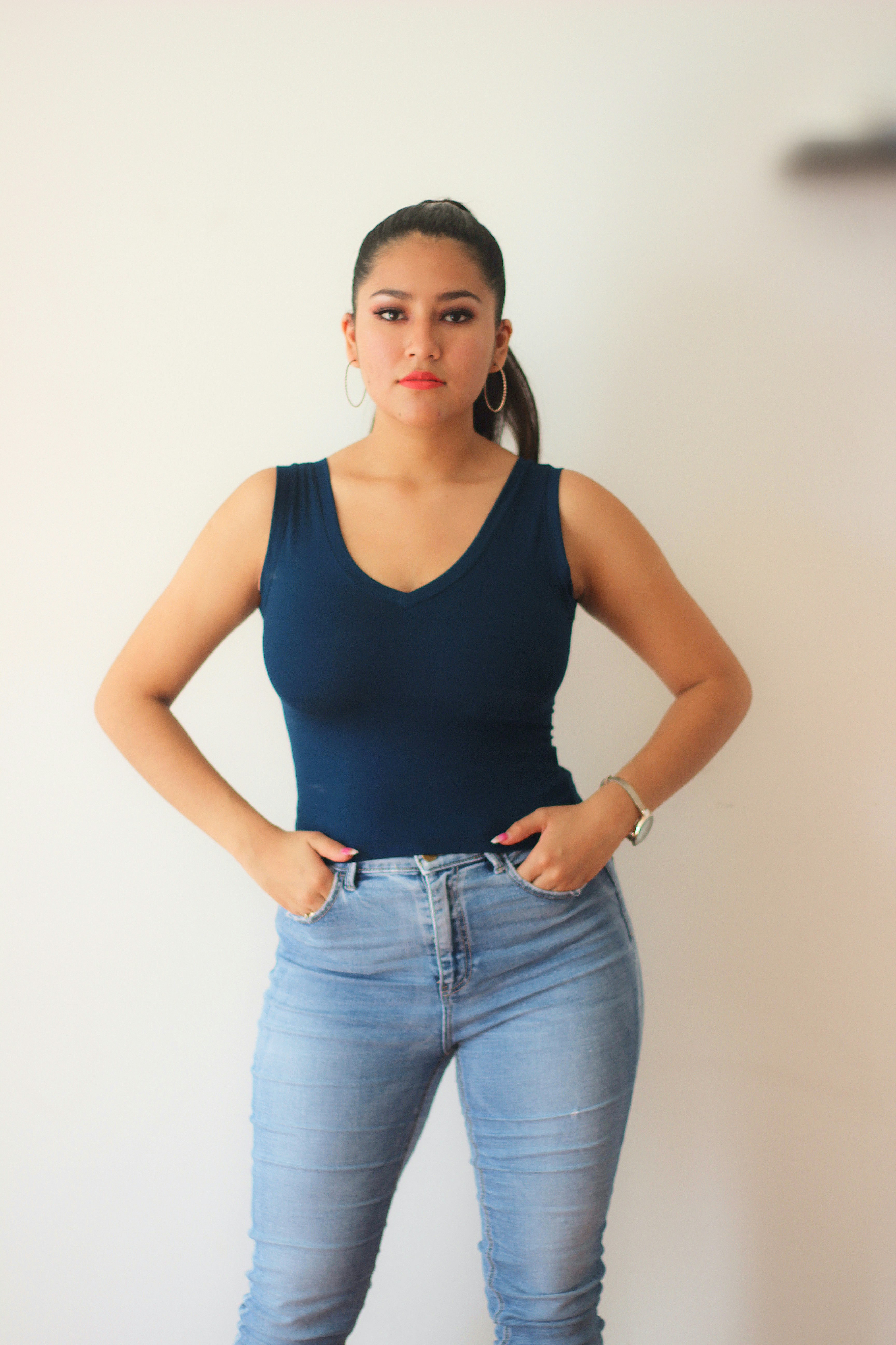 Women's Navy Blue Sleeveless Top