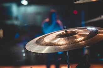 a close up of a cymbal on a stage