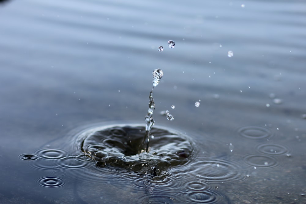 a drop of water falling into a body of water