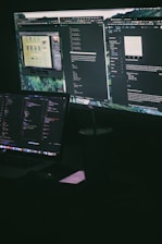 a computer monitor sitting on top of a desk