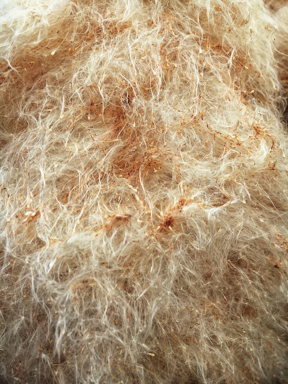 a pile of hair that is brown and white