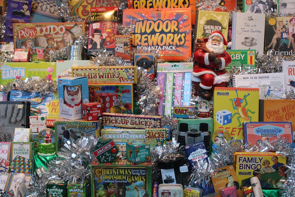 a pile of christmas cards and other items