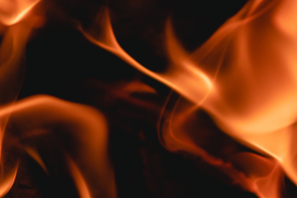 a close up of a fire with orange flames