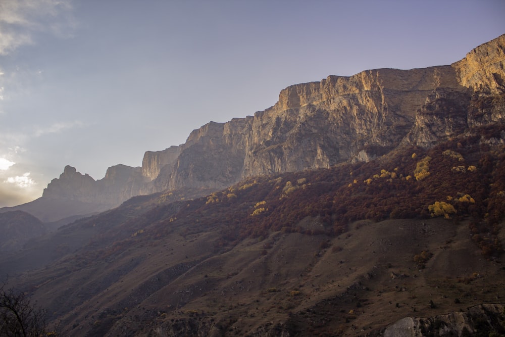 a view of a mountain range from a distance