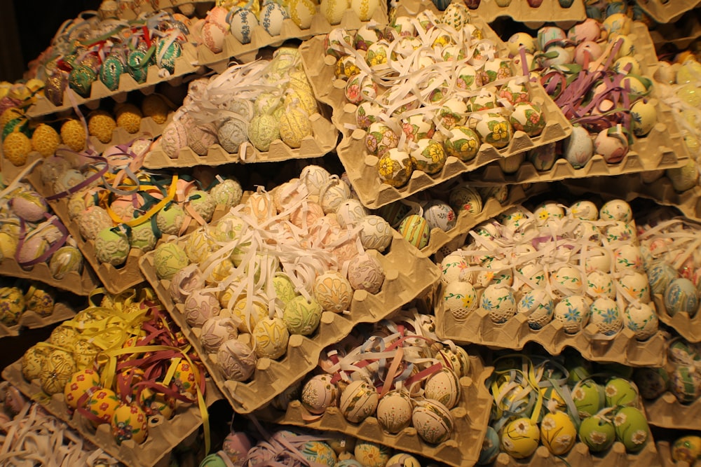 a bunch of different types of candies on display