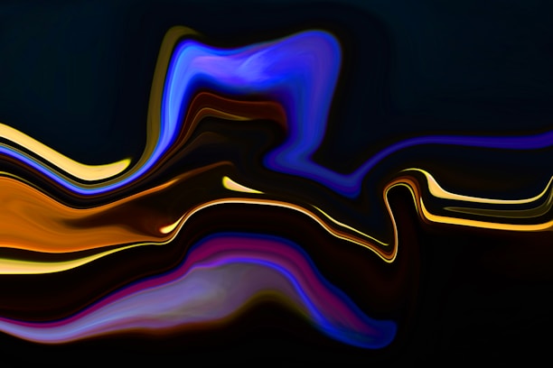 Abstract digital wave in vibrant indigo and electric blue flowing across a dark background.
