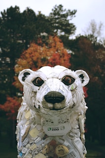 a sculpture of a polar bear made out of paper