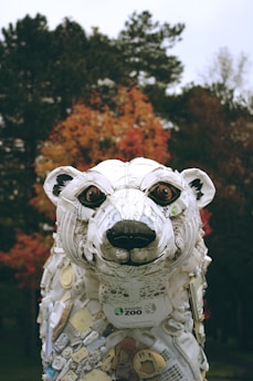 a sculpture of a polar bear made out of paper