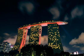 a very tall building with a lot of lights on it
