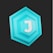 a blue hexagonal object with the letter j on it
