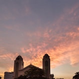 A beautiful sunset view of the church building.