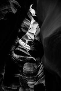 a black and white photo of a canyon