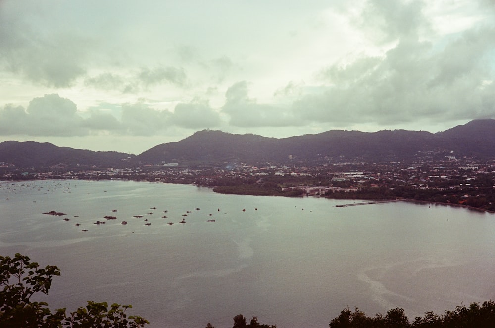 a large body of water surrounded by mountains