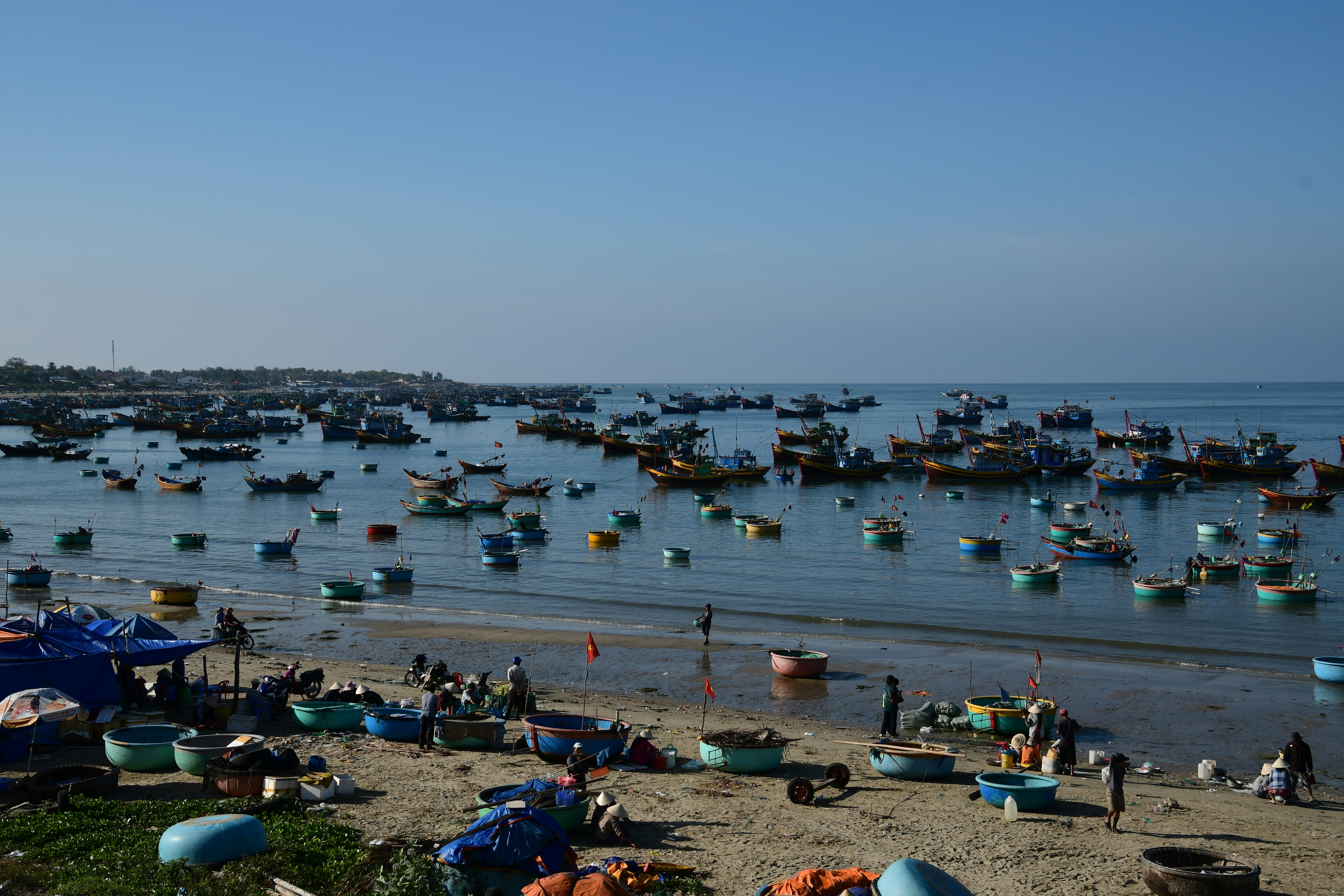 Colorful fishing boats in Mui Ne Fishing Village