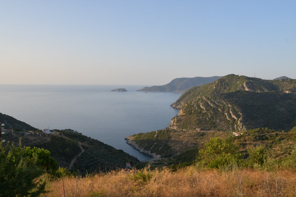 a large body of water surrounded by mountains