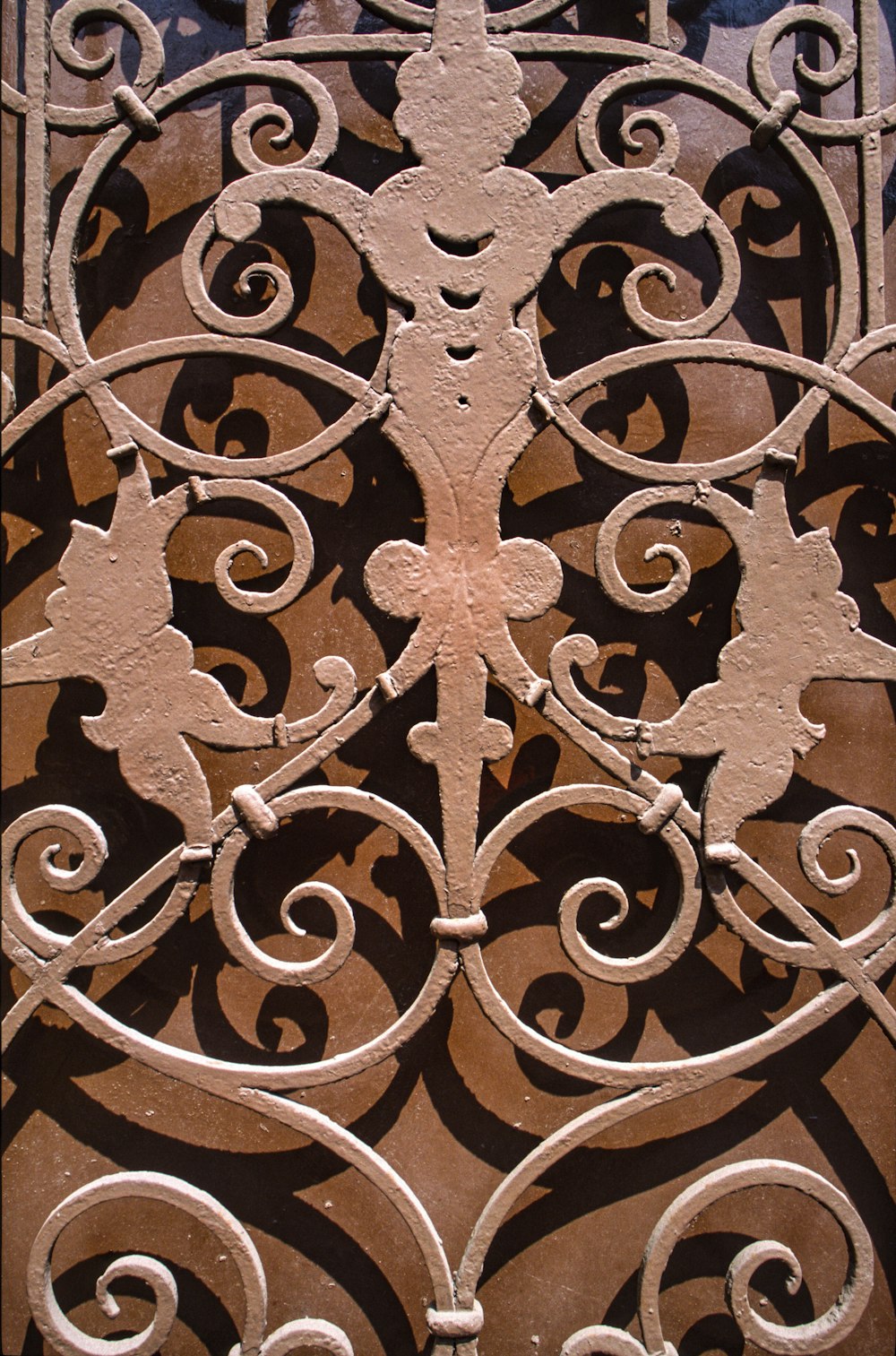 a close up of a decorative iron work