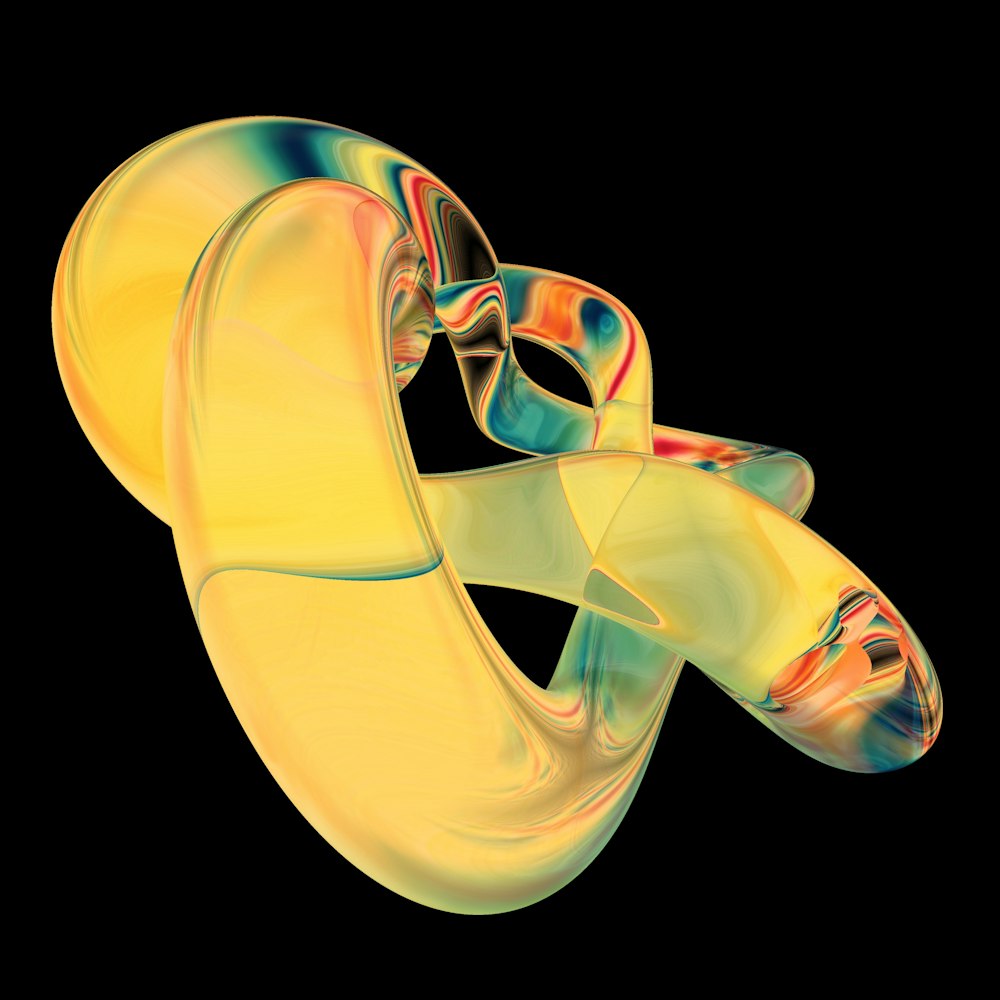 un'immagine generata al computer di un oggetto giallo e blu