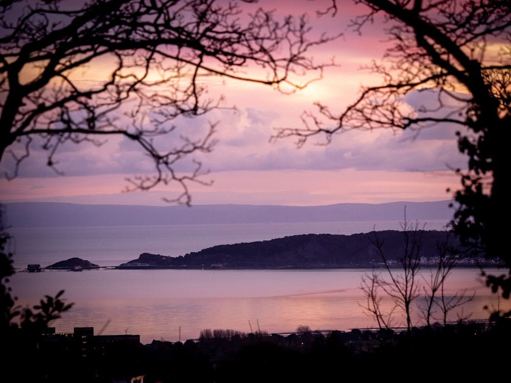 a view of a body of water from a hill