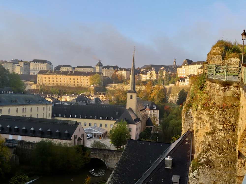 a view of a city from a high cliff