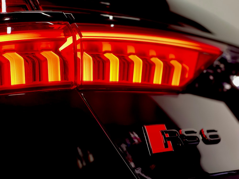 a close up of a car tail light