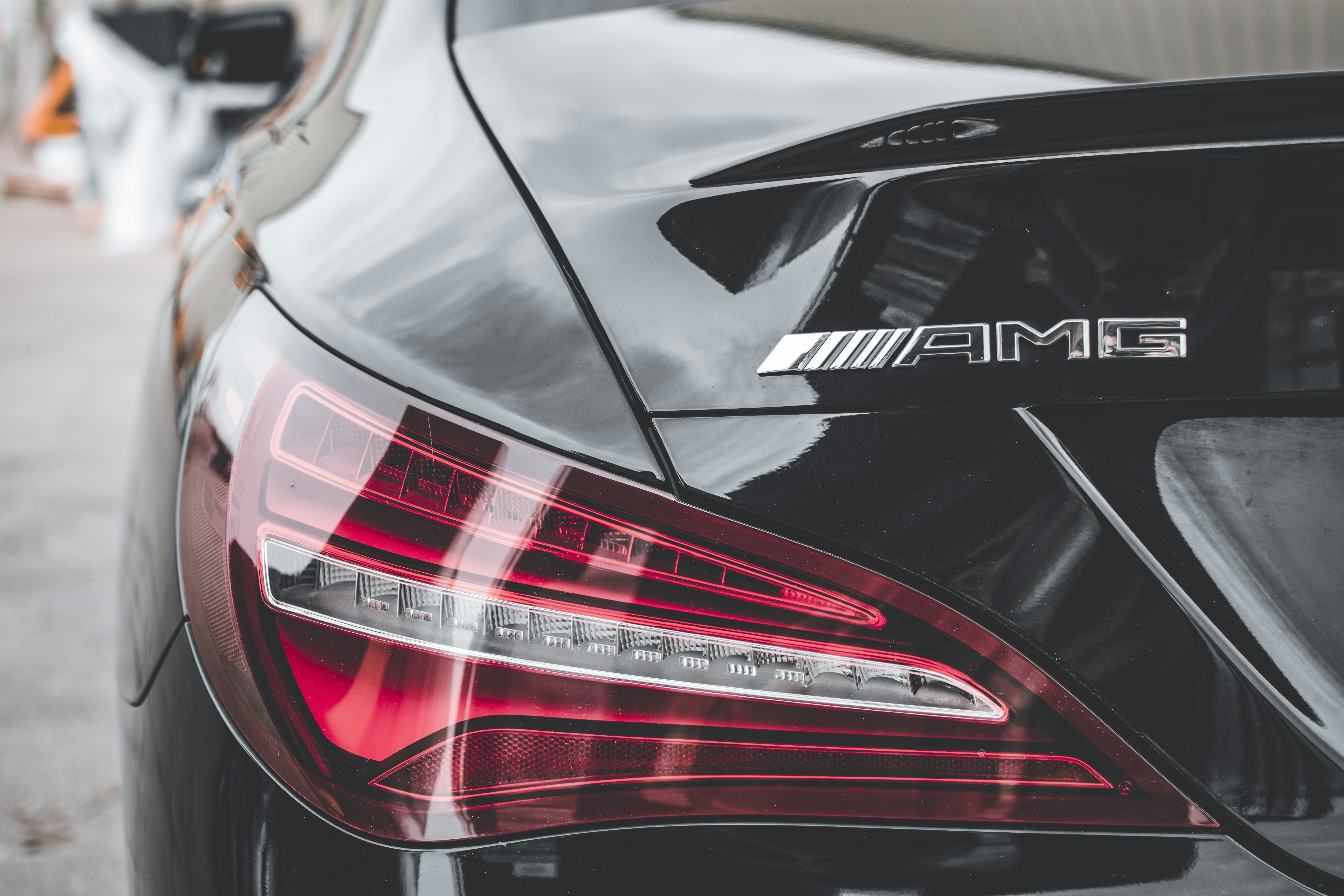 a close up of the tail lights of a car