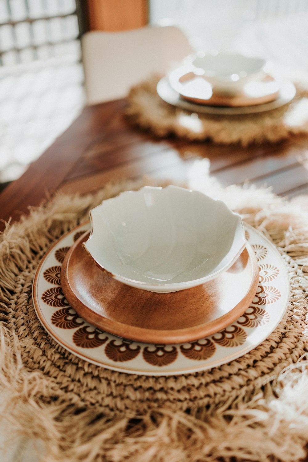 a close up of a plate on a table