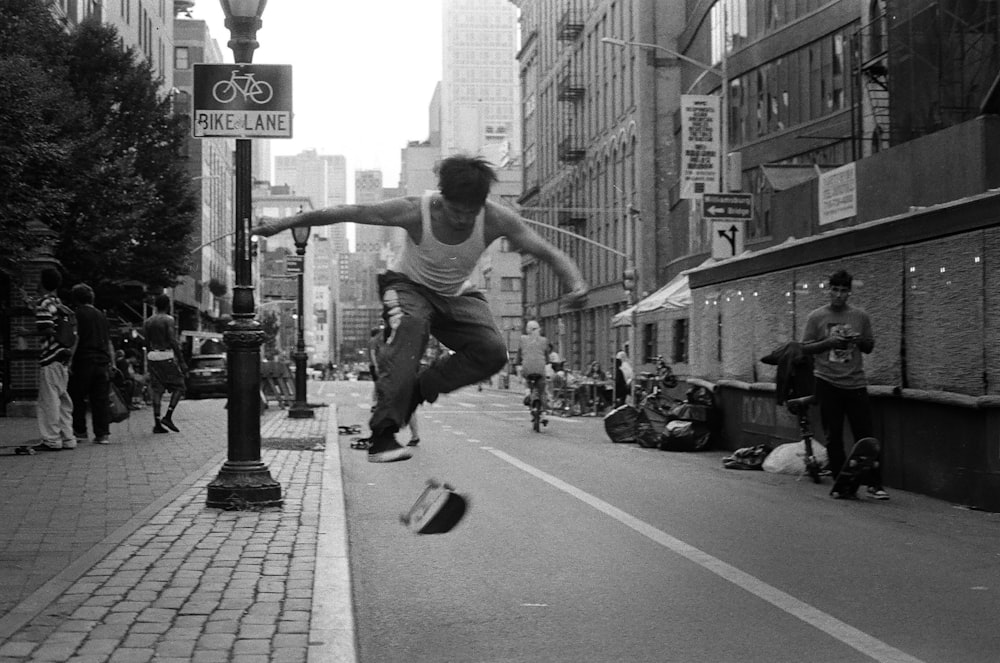 a man is doing a trick on a skateboard