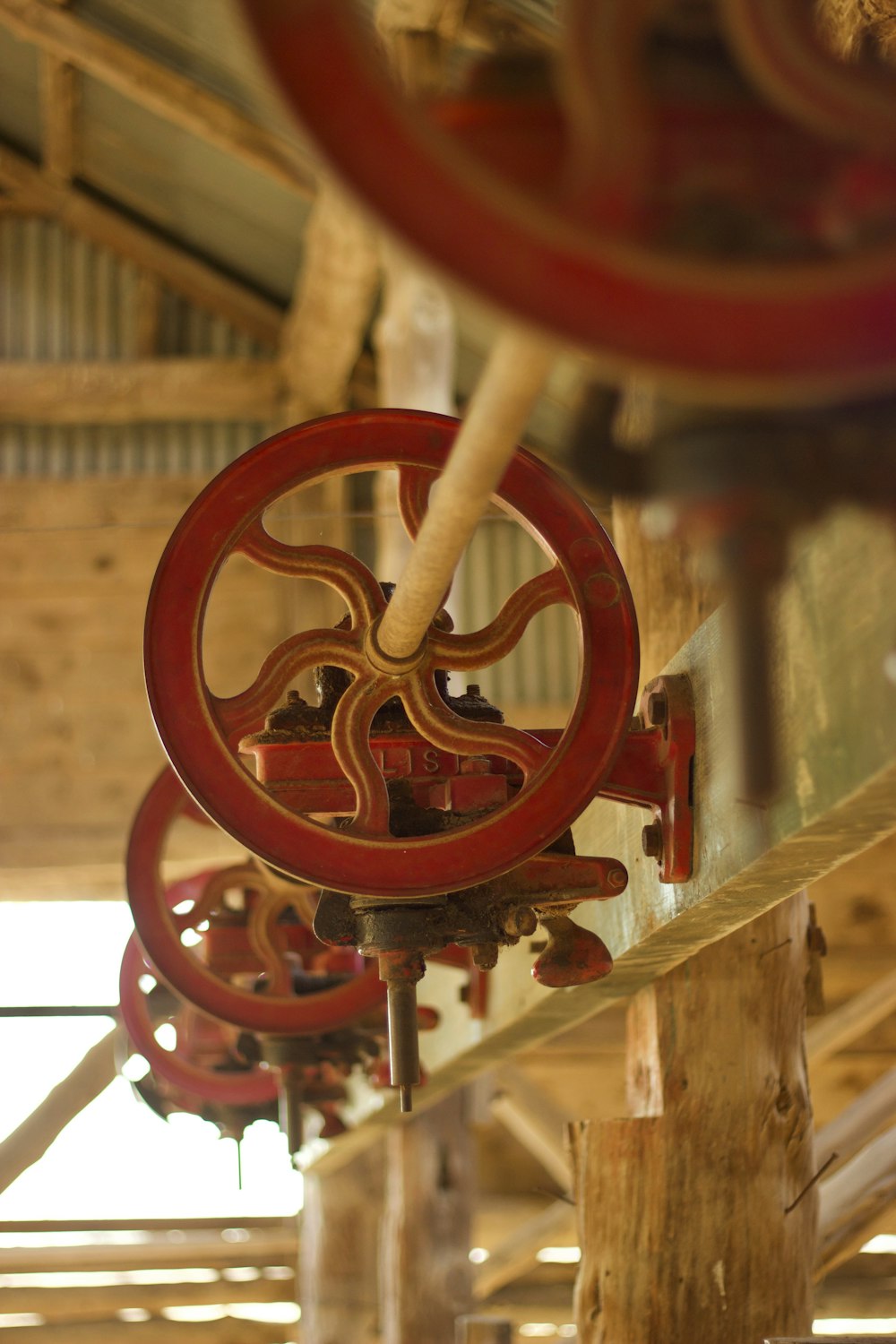 a close up of a clock on a pole