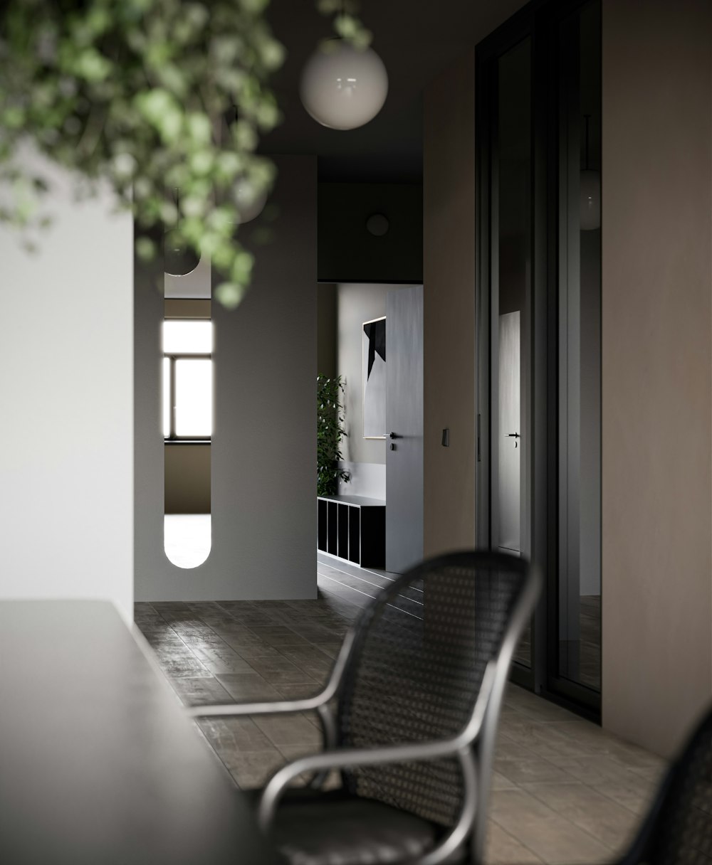 a chair and a table in a room