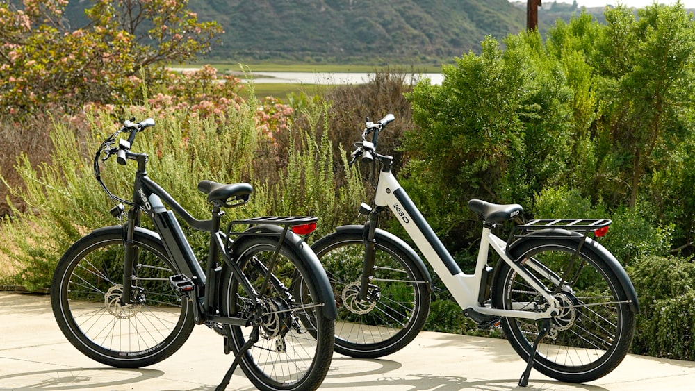 a couple of bikes parked next to each other