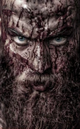 Close-up of an actor's face enhanced by AI-generated textures.