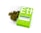 A green package labeled 'Cannatonic' is lying next to a small pile of green botanical material resembling dried cannabis. The package contains dosage information and is designed with clear, bold lettering on a bright green background.