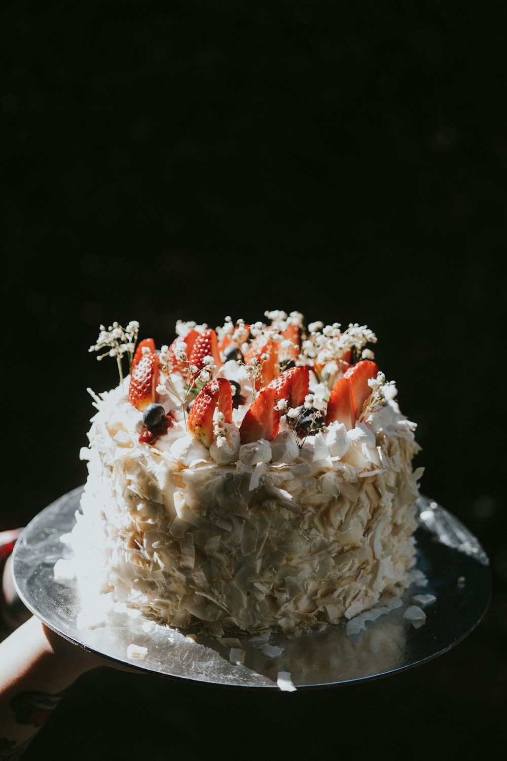 a close up of a cake on a plate