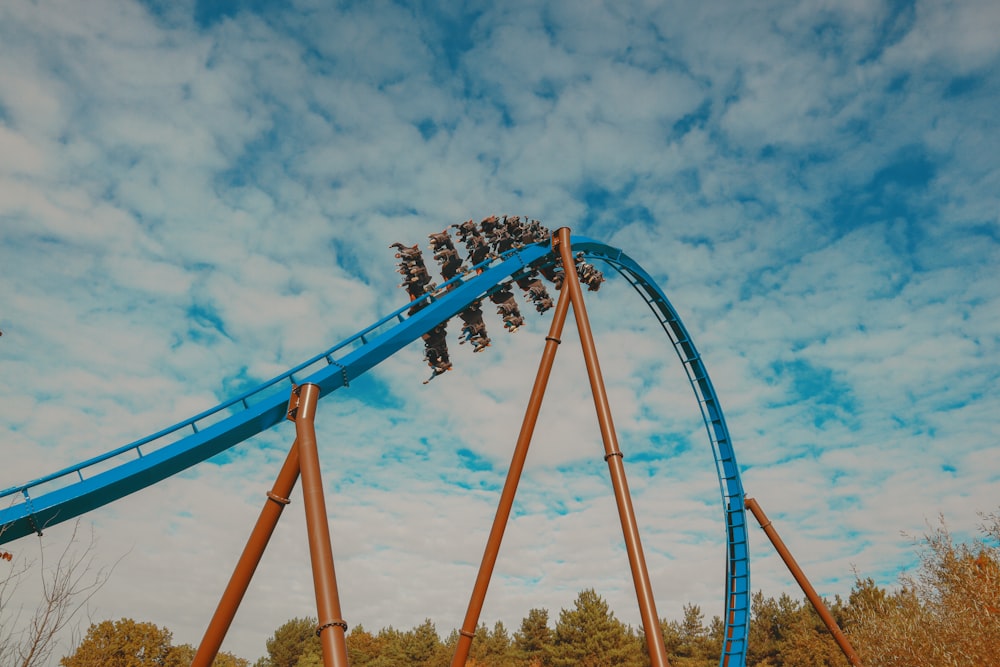 a roller coaster in the middle of a park