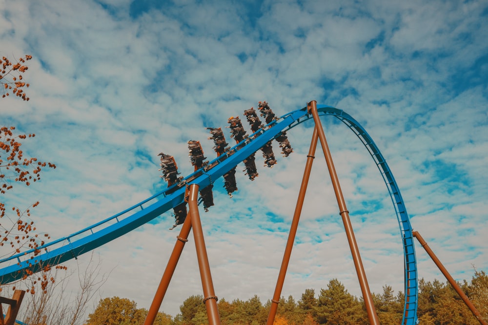 a roller coaster in the middle of a park