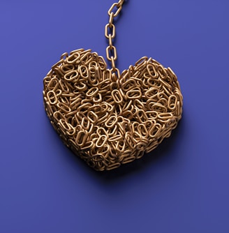 a heart shaped object with a chain attached to it