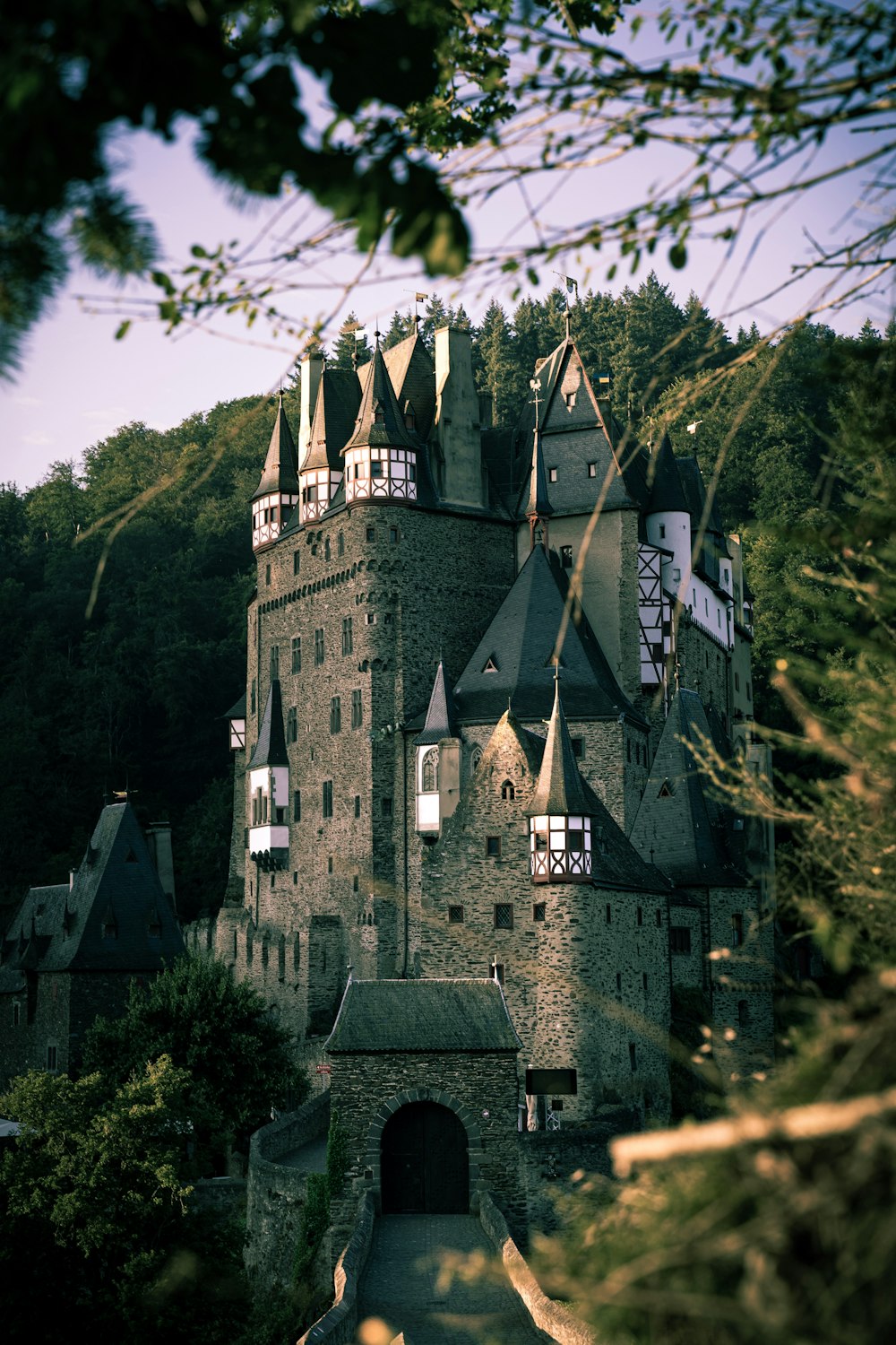 a castle with a clock on the top of it