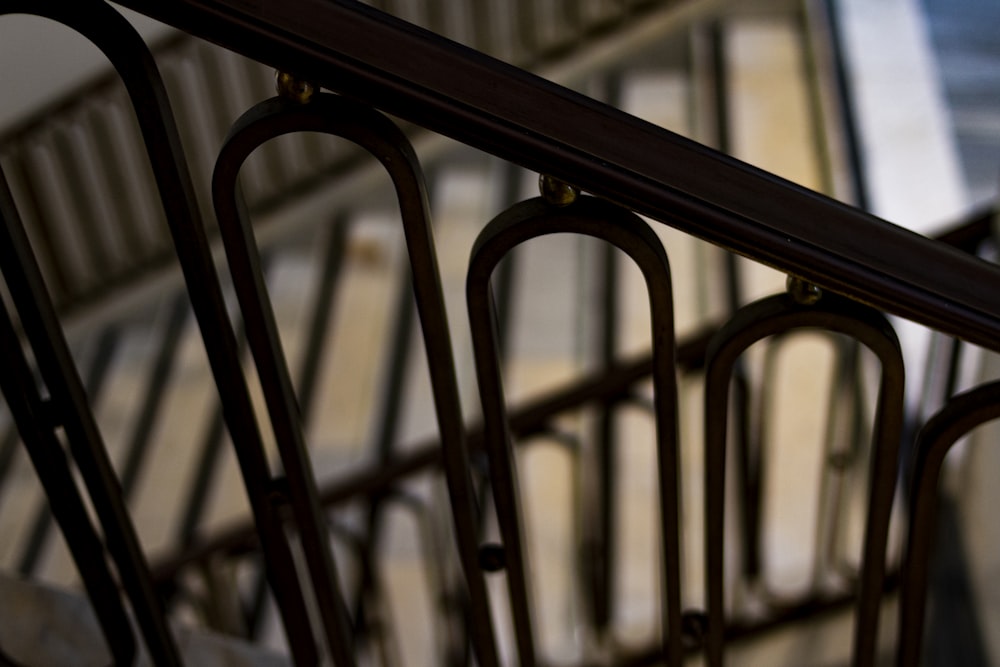a close up of a metal hand rail