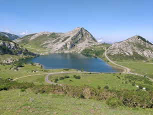 a large body of water surrounded by mountains