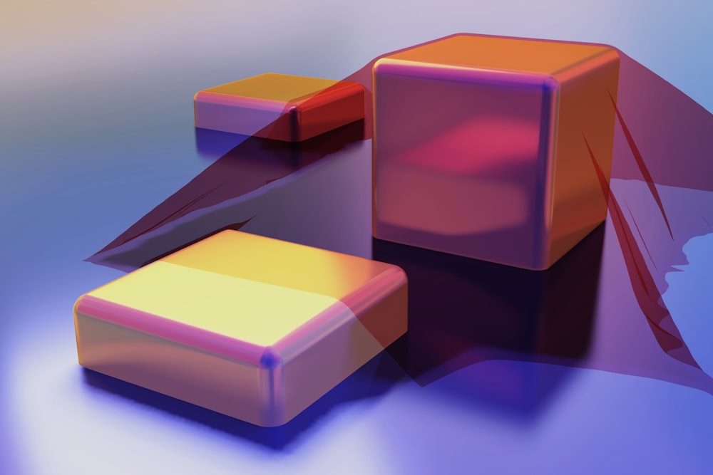 a 3d image of a box and a stool