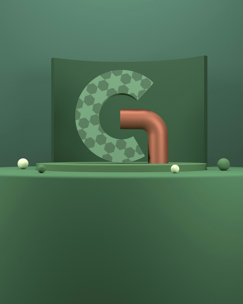 a green object with a red object in the middle of it