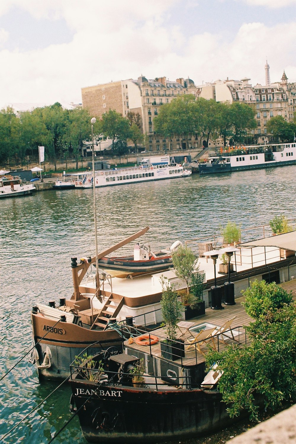 a couple of boats that are sitting in the water