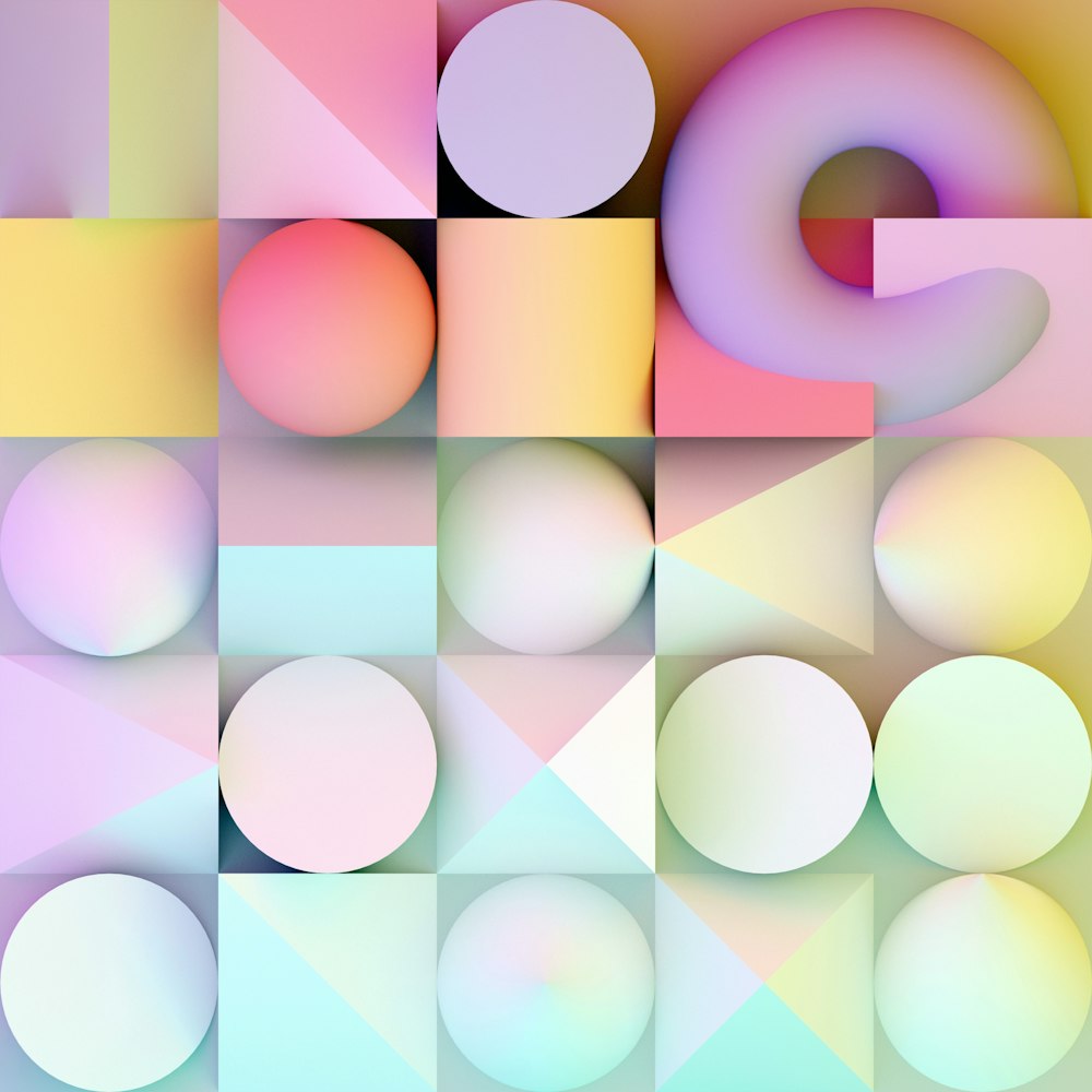 Un fondo abstracto colorido con círculos y cuadrados
