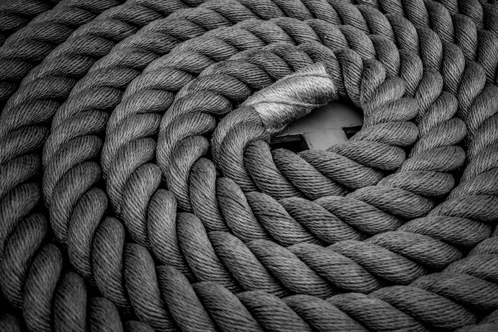 a close up of a rope with a hole in it