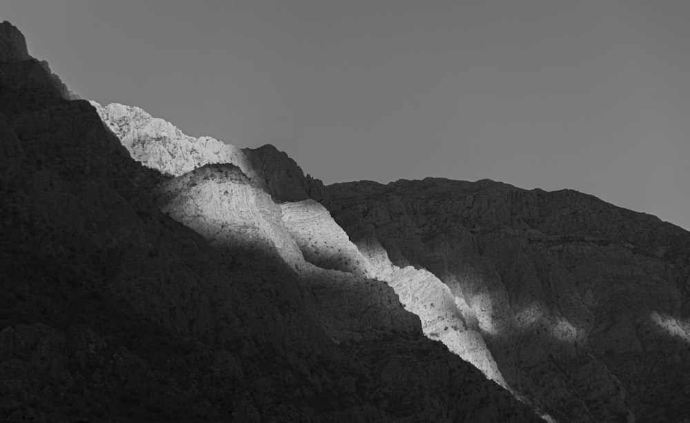 a black and white photo of the top of a mountain