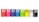 A row of colorful boxes is aligned, each with the large text 'Et' printed on them. The boxes vary in color, including shades of orange, pink, purple, blue, green, yellow, white, and black. Each box appears to have text and measurements along the side.